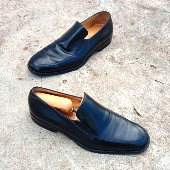 BALLY MEN'S VINTAGE BLACK SOFT LEATHER LUXURY LOAFER (BLACK)
